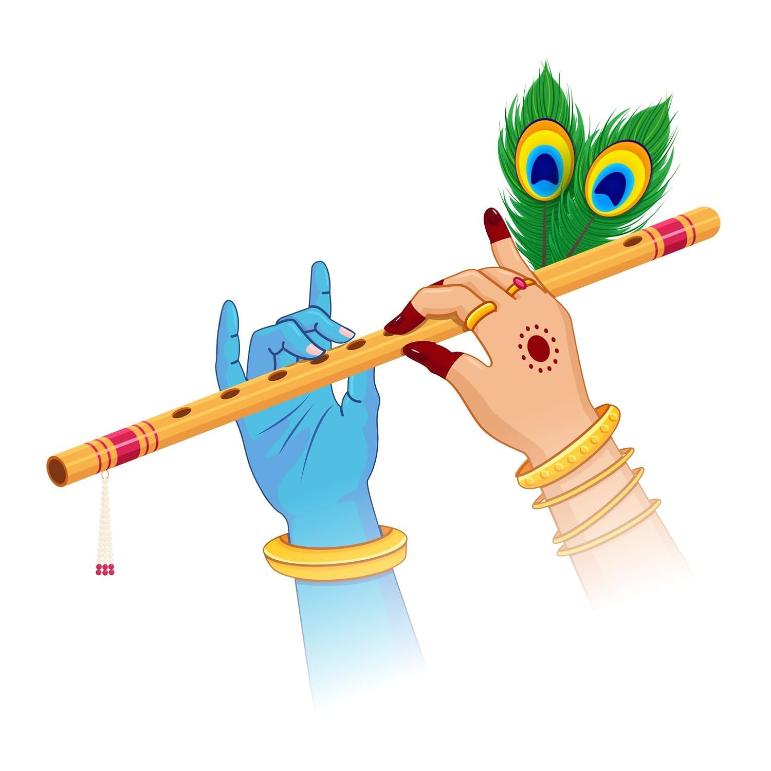 Radha Krishna Hands Flute Vinyl Wall Stickers Decorative Sticker for Living Room,Bedroom,Office Home Decor Standard Size 58X58CM - Image 3