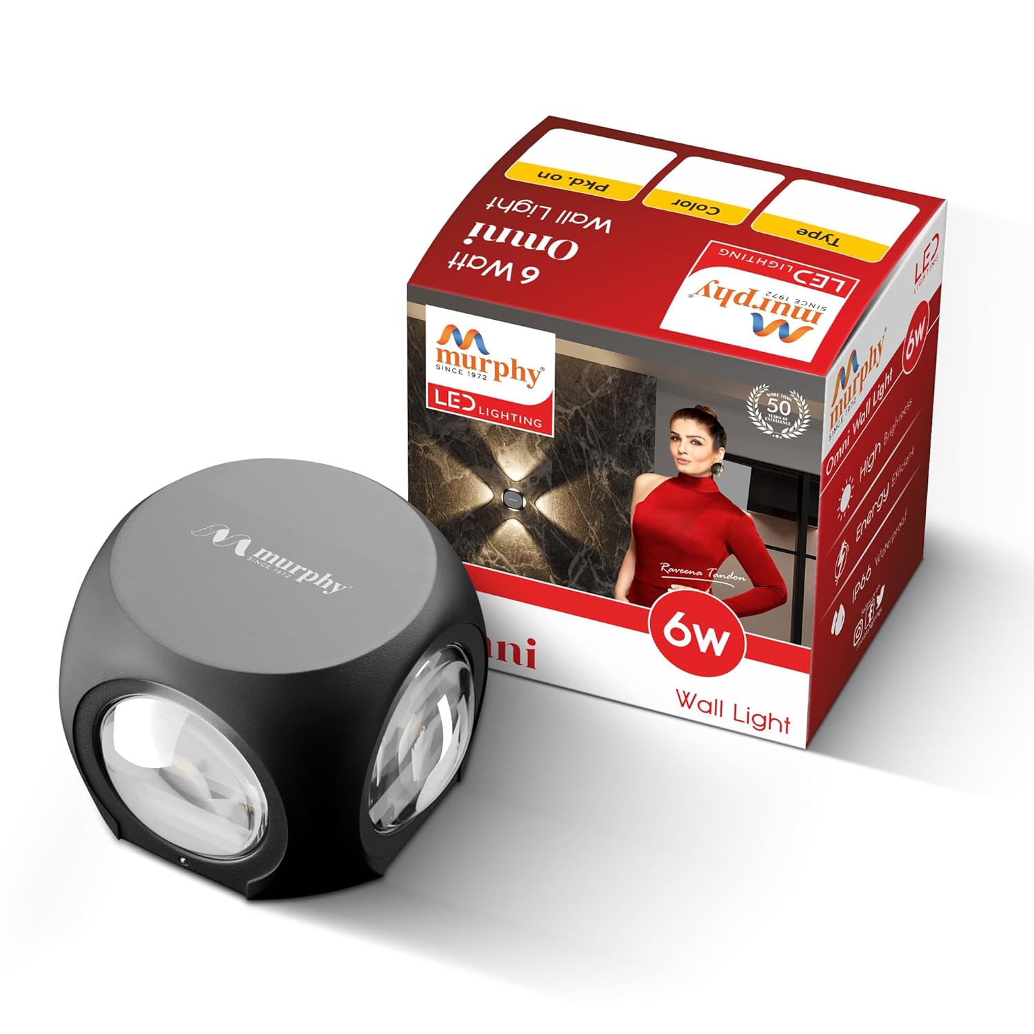 Murphy LED Outdoor Up/Down Wall Light - 6W, Warm White, (4 Multi-Directional Beams), IP65 Waterproof Aluminum Body, Pack of 1 (2-Year Warranty) - Image 3