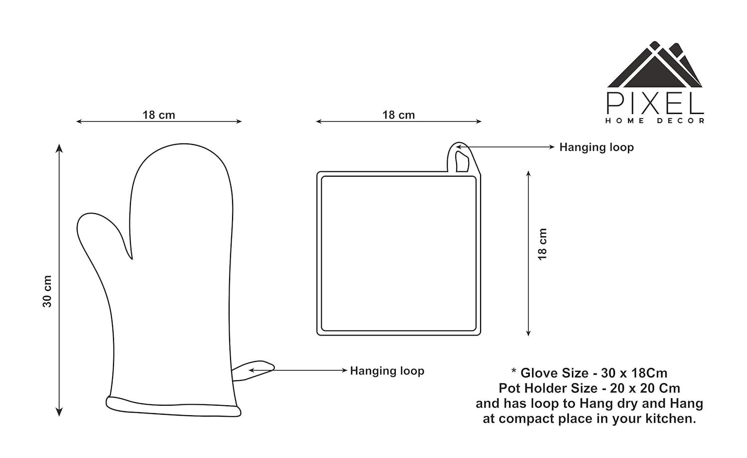 Pixel Home Organic Cotton Flower Print Oven Mitt and Pot Holder (Green Flower GPH) - Image 5