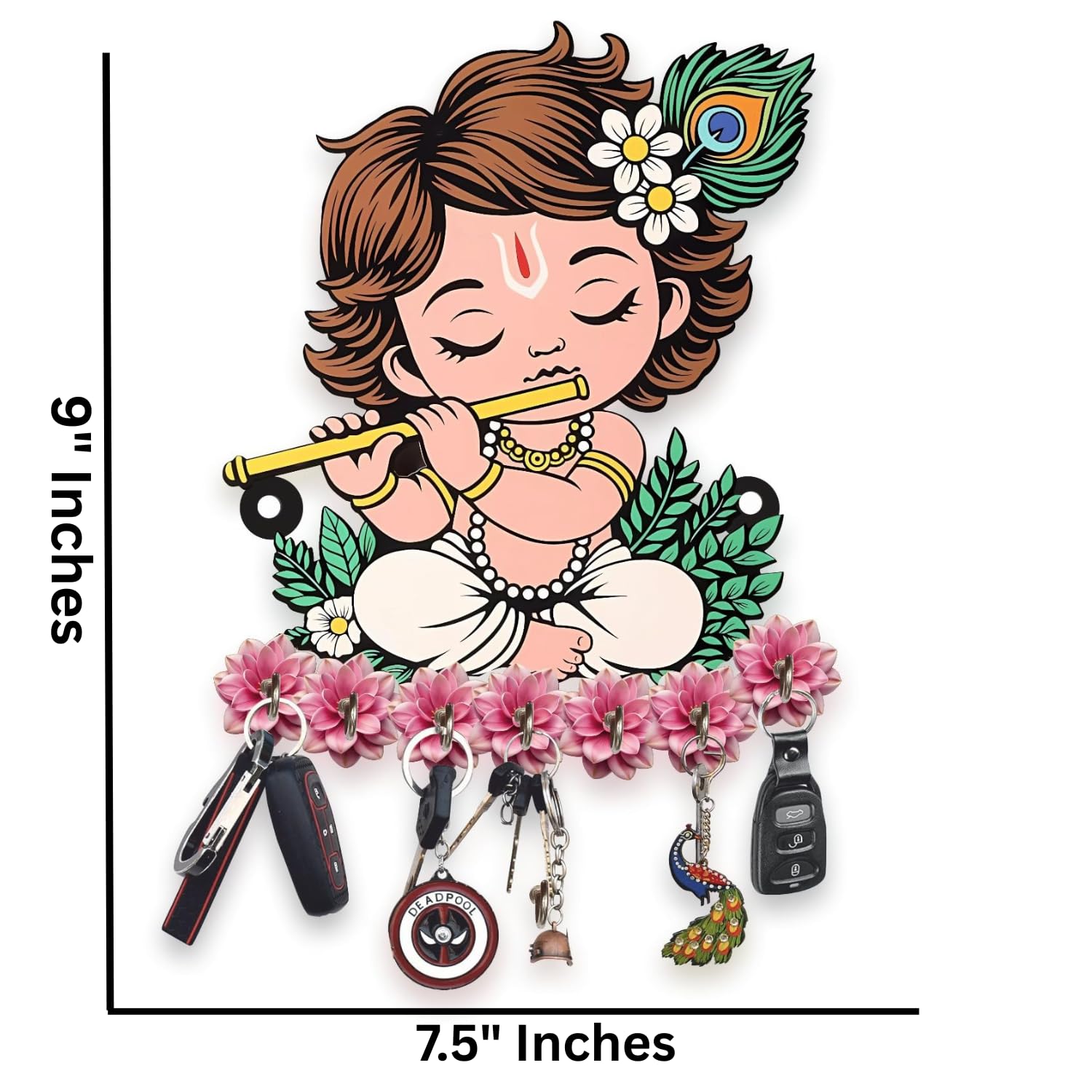 Webelkart Premium Wooden Key Holder for Home/Office Decor/Key Hanger for Wall Decor,Decorative Item for Home 9" Inches (Design-1) - Image 5