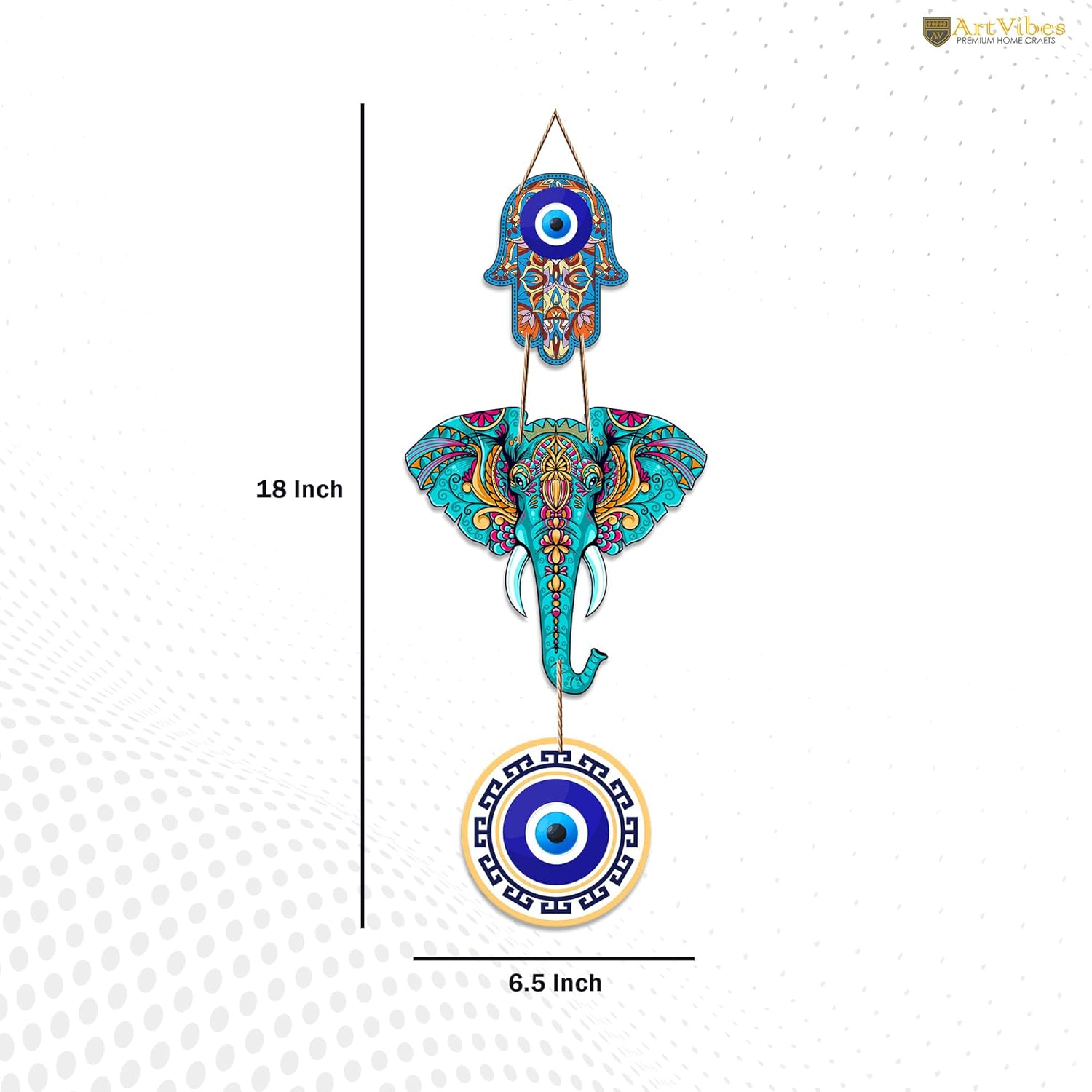 Artvibes Designer Elephant Wooden Wall Hanging For Luck Properity For Home Decoration | Livingroom | Spiritual Decor Items | Wall Illustrations | Ethnic Wall Decor | Wall Art Print (WH_8506N) - Image 6