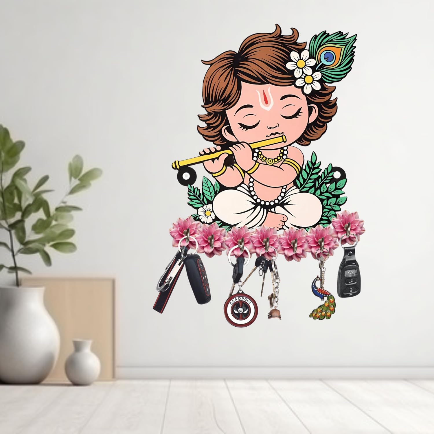 Webelkart Premium Wooden Key Holder for Home/Office Decor/Key Hanger for Wall Decor,Decorative Item for Home 9" Inches (Design-1) - Image 3