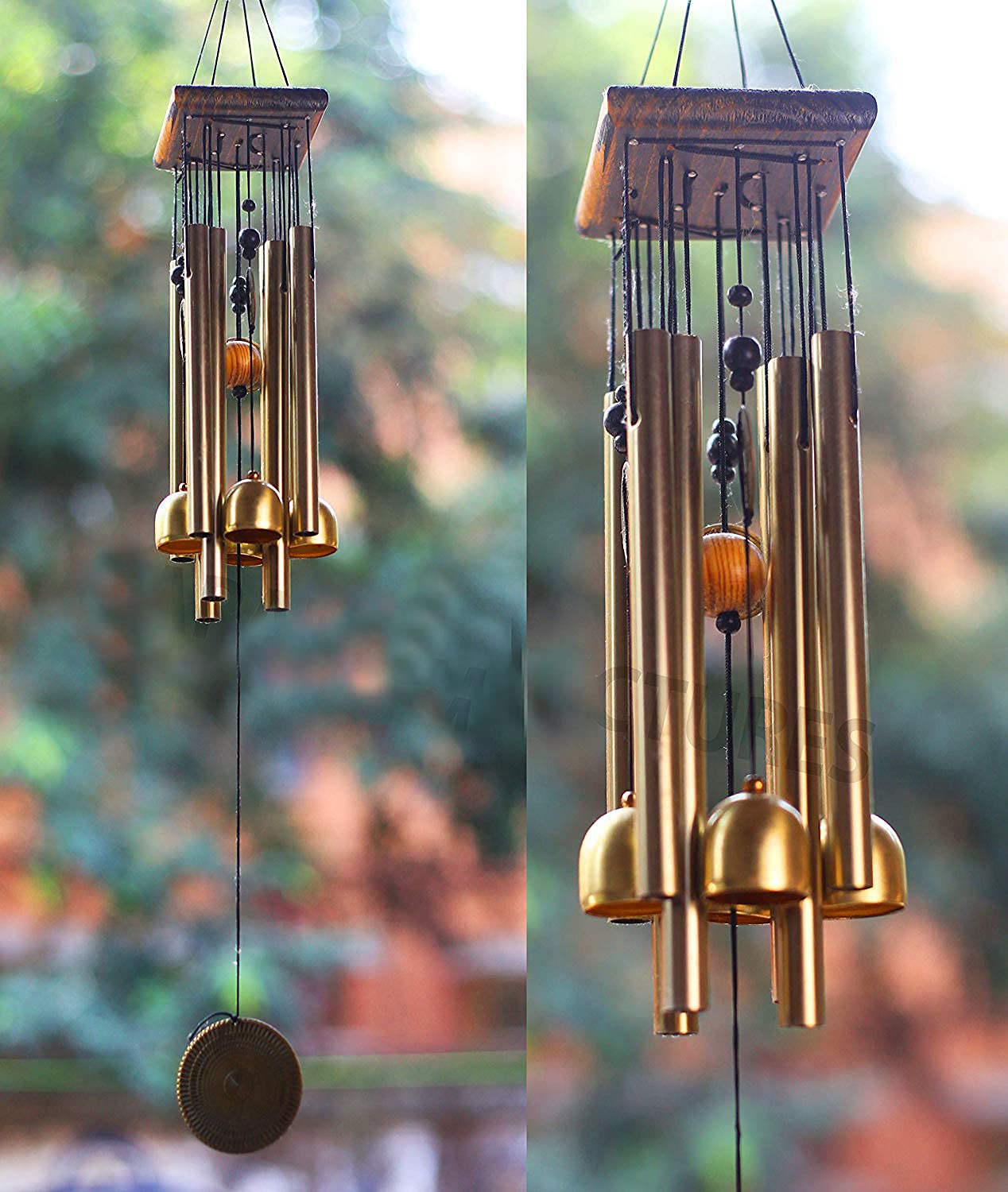 Paradigm Pictures Home Decoration Items Wind Chimes for Home (Golden,Pipe & Hanging Bells) - Image 2