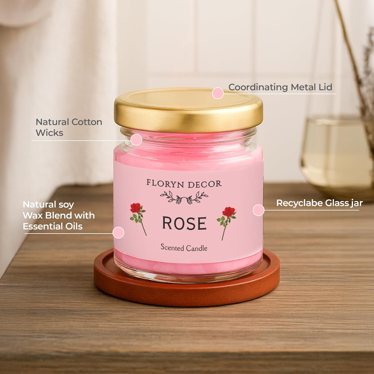 Floryn Decor Jar Scented Candles Gift Set | Scented Candle Set | Highly Fragranced Candles Pack of 6 Mini Jars - Image 3