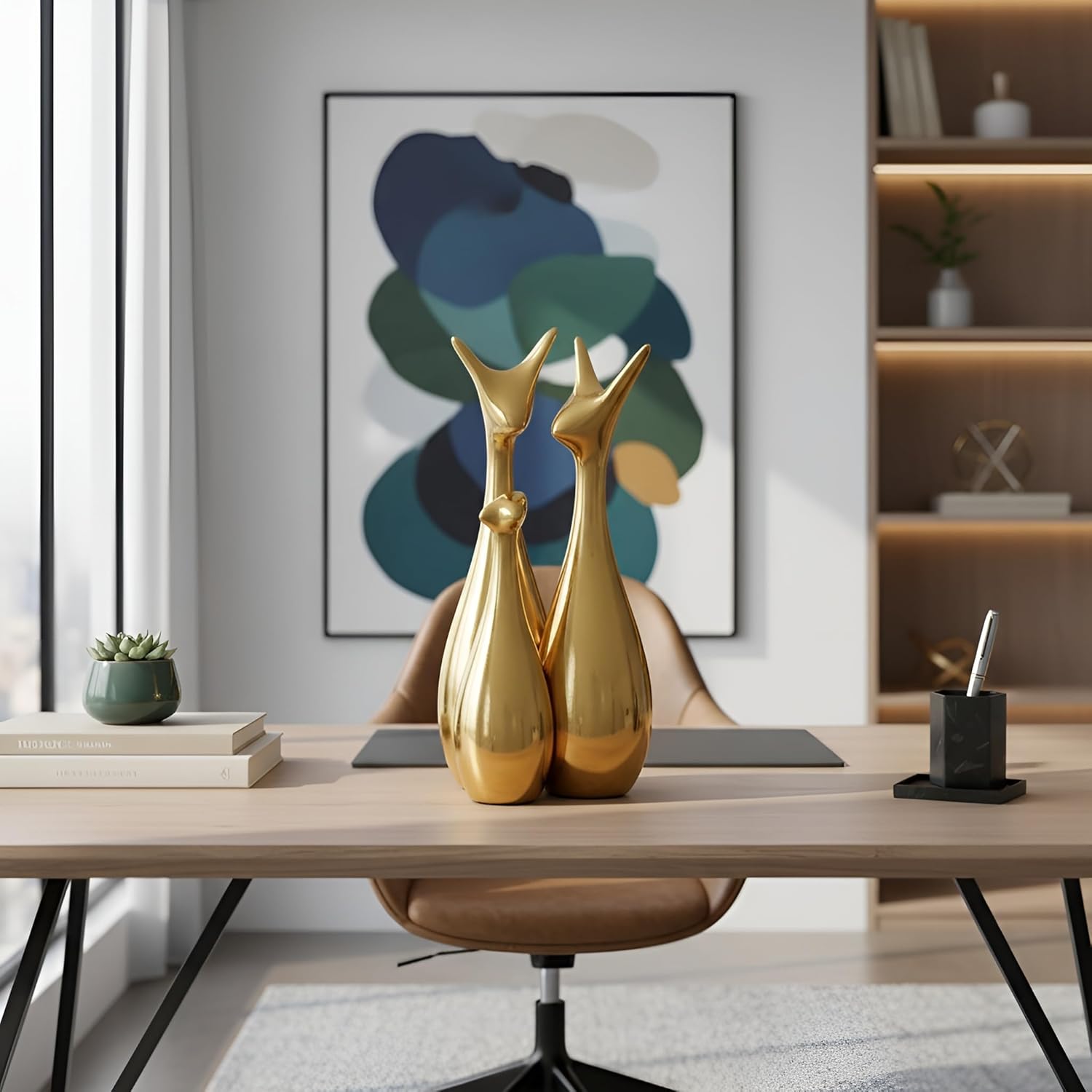 LIFEHAXTORE® Home Decor Lucky Deer Family | Metallic Golden Finish Ceramic Figurine for Decor - (Set of 3, Golden) - Image 7