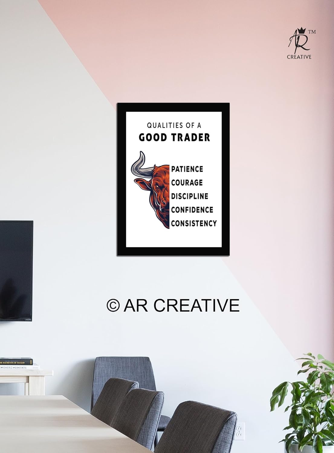 AR Creative Qualities OF A Good Trader - Share Trading Motivational Quote Framed Wall Poster, Inspirational Quotes Print with Frame, Stock Market, Home, Office Decor (13.6 inch x 10.2 inch) - Image 3