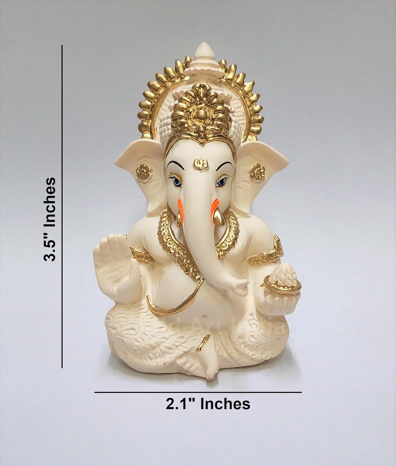 Gold Art India Peach Ivory Finish Ganesha Idol Car Dashboard IdolGanesha Murti Ganpati Idol for Home Decor Puja Lord Ganesh Statue Gift for Office Desk Puja Room Figurine 3.3" inches - Image 5