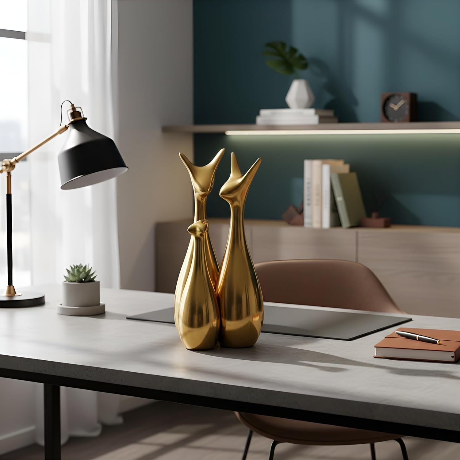 LIFEHAXTORE® Home Decor Lucky Deer Family | Metallic Golden Finish Ceramic Figurine for Decor - (Set of 3, Golden) - Image 8