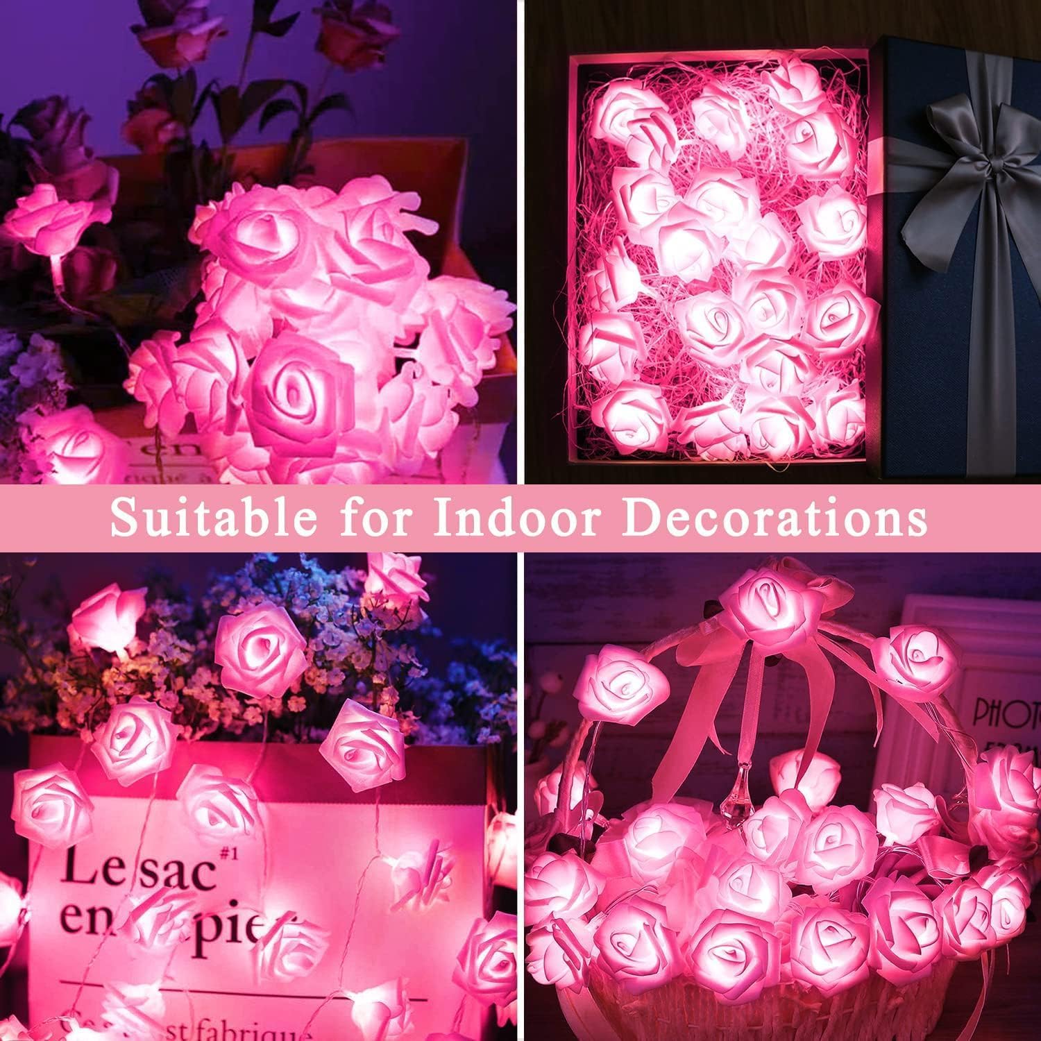 One94Store Rose Flower LED String Fairy Light – 14 LED 3-Meter Night Light for Home Decor, Bedroom & Indoor/Outdoor Use, Romantic Decor, Valentine Day Gift, Love Gift for Her, Couple Gift - Image 7