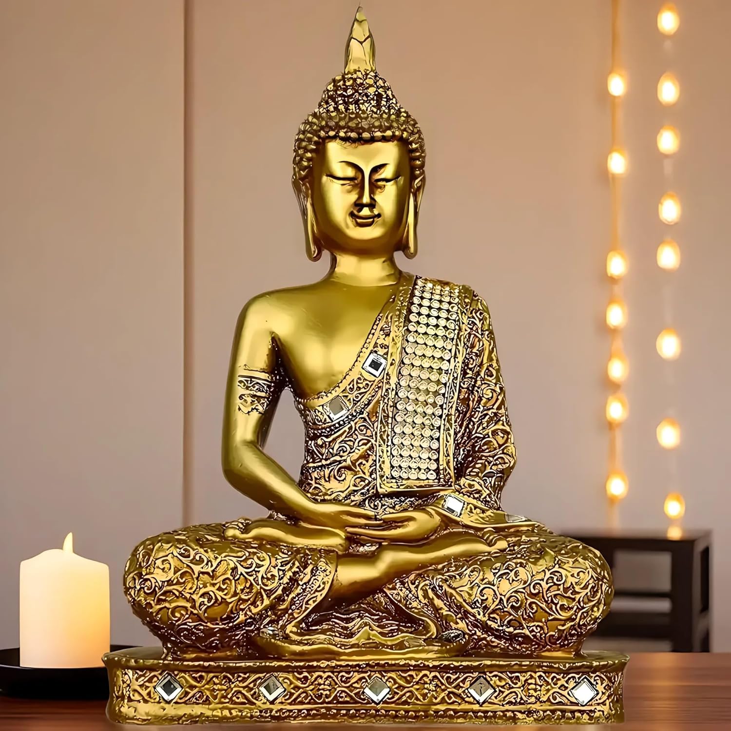 Global Grabbers New 25 Centimetre Meditating Sitting Buddha Statue showpiece Idol Home Decor Items for Living Room and Gifts (1, GOL4-BS2) - Image 2