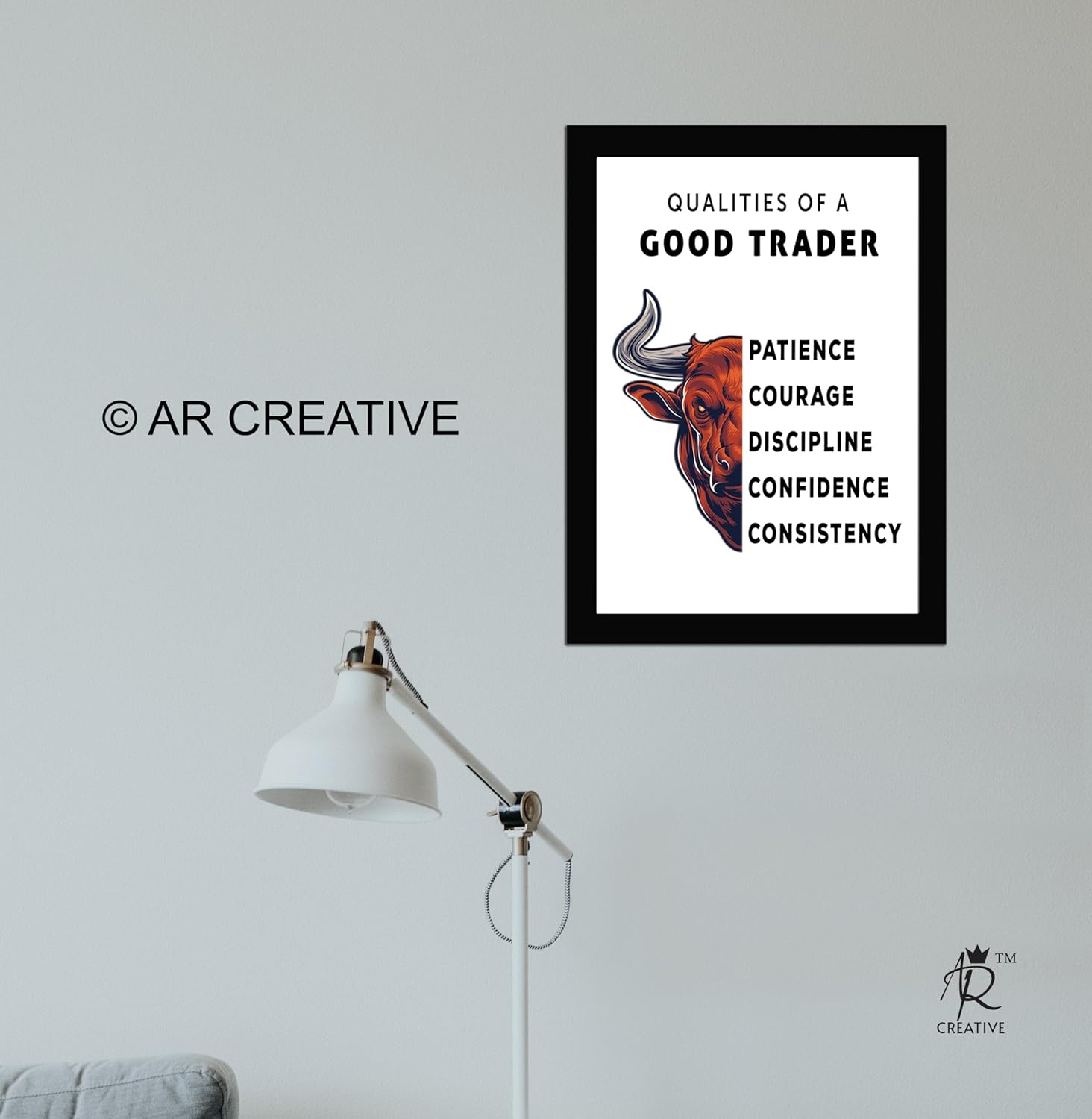 AR Creative Qualities OF A Good Trader - Share Trading Motivational Quote Framed Wall Poster, Inspirational Quotes Print with Frame, Stock Market, Home, Office Decor (13.6 inch x 10.2 inch) - Image 4