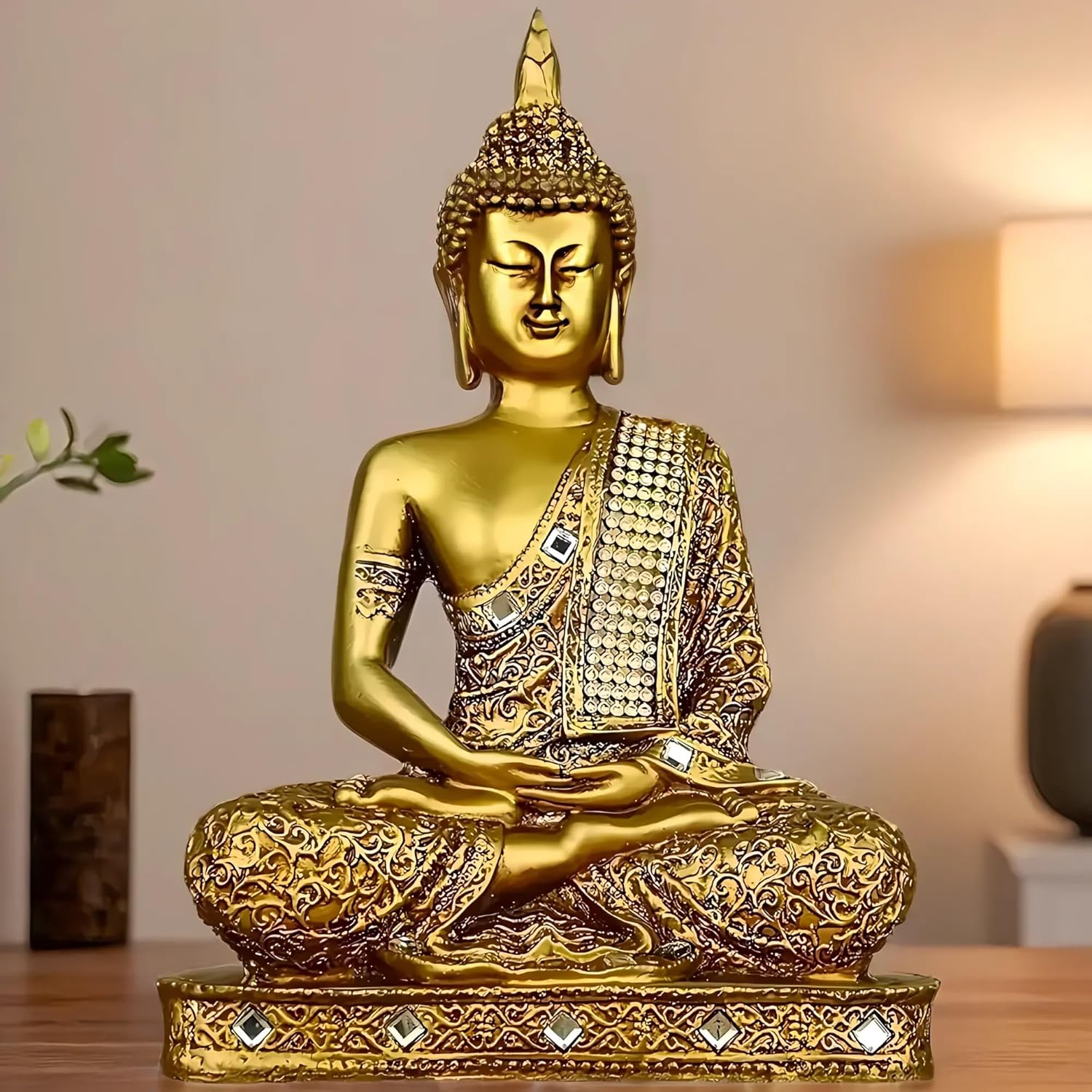 Global Grabbers New 25 Centimetre Meditating Sitting Buddha Statue showpiece Idol Home Decor Items for Living Room and Gifts (1, GOL4-BS2) - Image 4