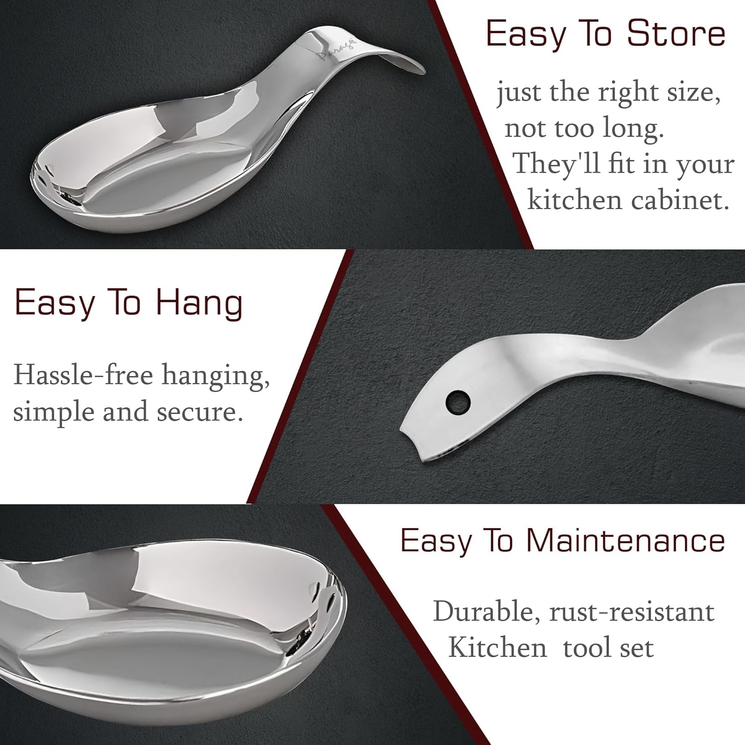 Parage 2 Pieces Stainless Steel Spoon Rest for Home & Kitchen, Platform and Dining Table, Holding Messy Spoon While Cooking (Set of 2, 21.5 cm Long) - Image 7
